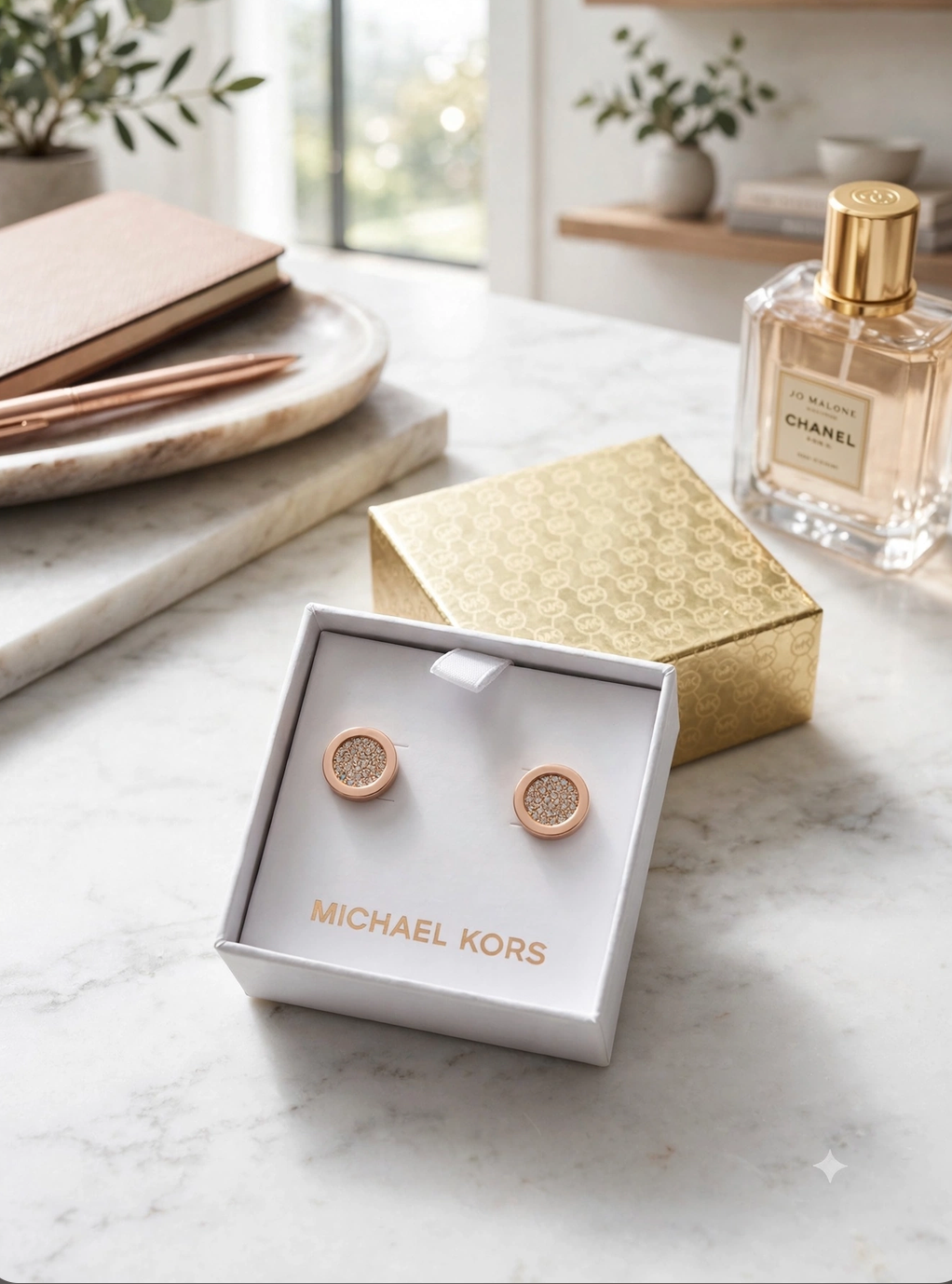 Michael Kors Roosgoud Kristal-Pave Oorknoppies