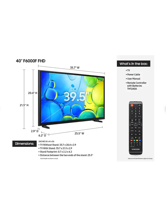 Samsung - 40" Class F6000F Series LED Full HD Smart Tizen TV