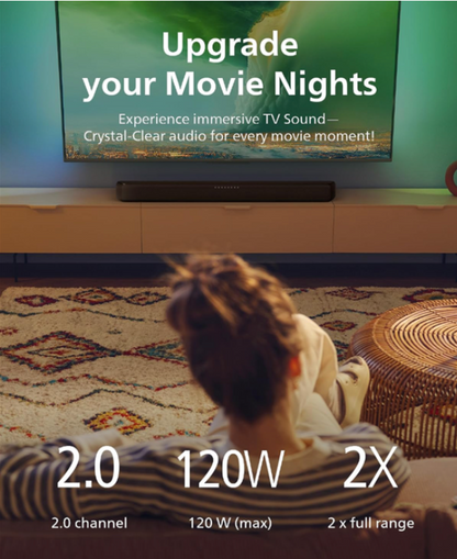Philips 2.0 Channel Bluetooth Soundbar - Dark Grey