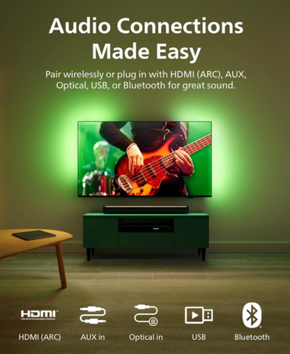 Philips 2.0 Channel Bluetooth Soundbar - Dark Grey
