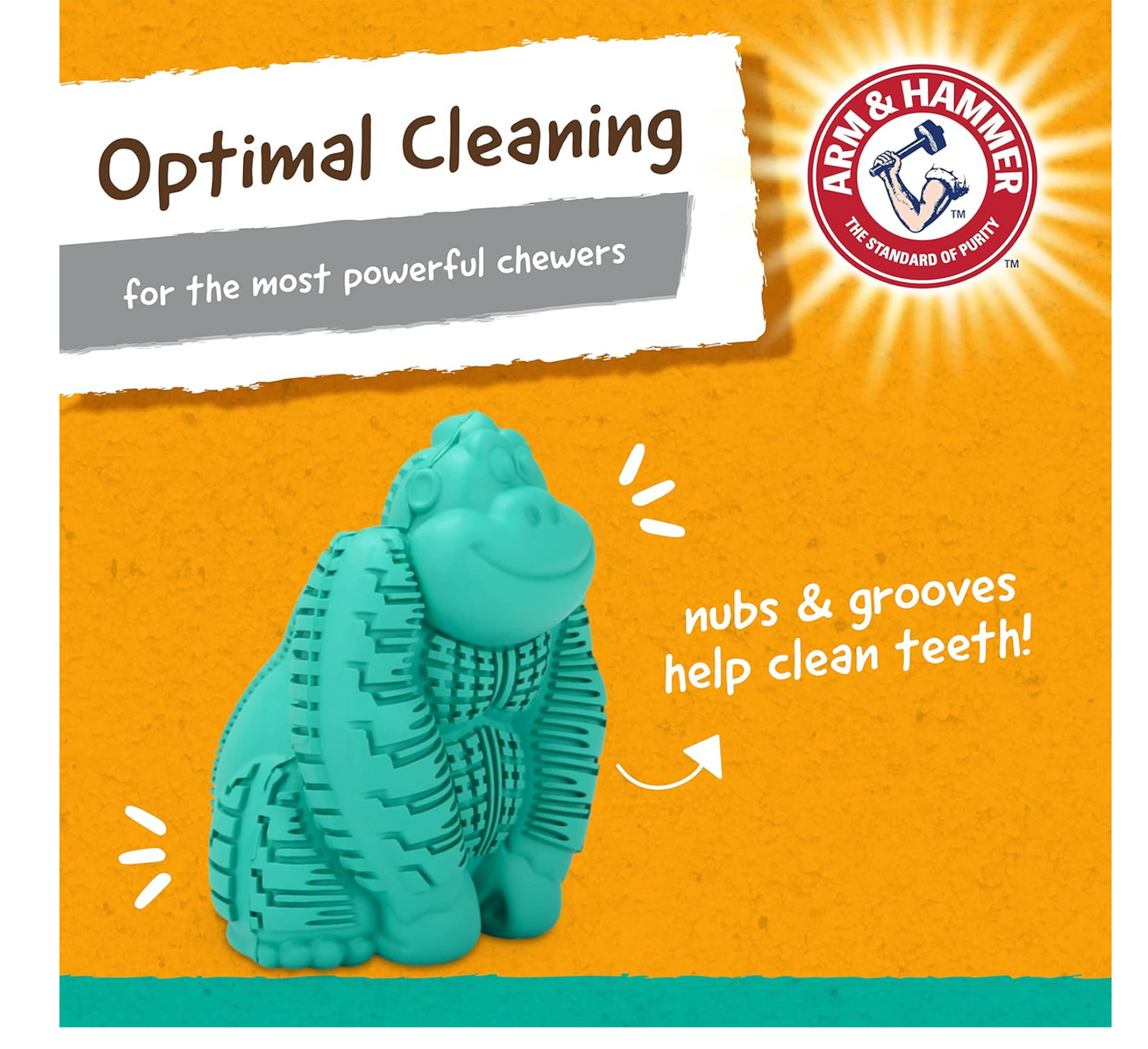 Arm & Hammer for Pets Super Treadz Gorilla Dental Chew Toy for Dogs - Dog Dental Toys Reduce Plaque & Tartar Buildup Without Brushing - Safe for Dogs up to 35 Lbs (Pack of 12)
