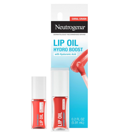 Neutrogena Hydro Boost Tinted Lip Oil Hydrating and Nourishing Fuller Looking Lips - Coral Crush