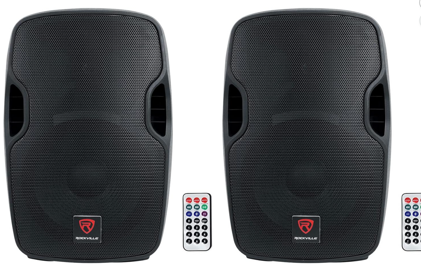 (2) Rockville BPA12 12"Powered Active DJ PA Speaker with Bluetooth, USB, SD, FM Radio, LCD, Stand Mountable, for Events and Performances