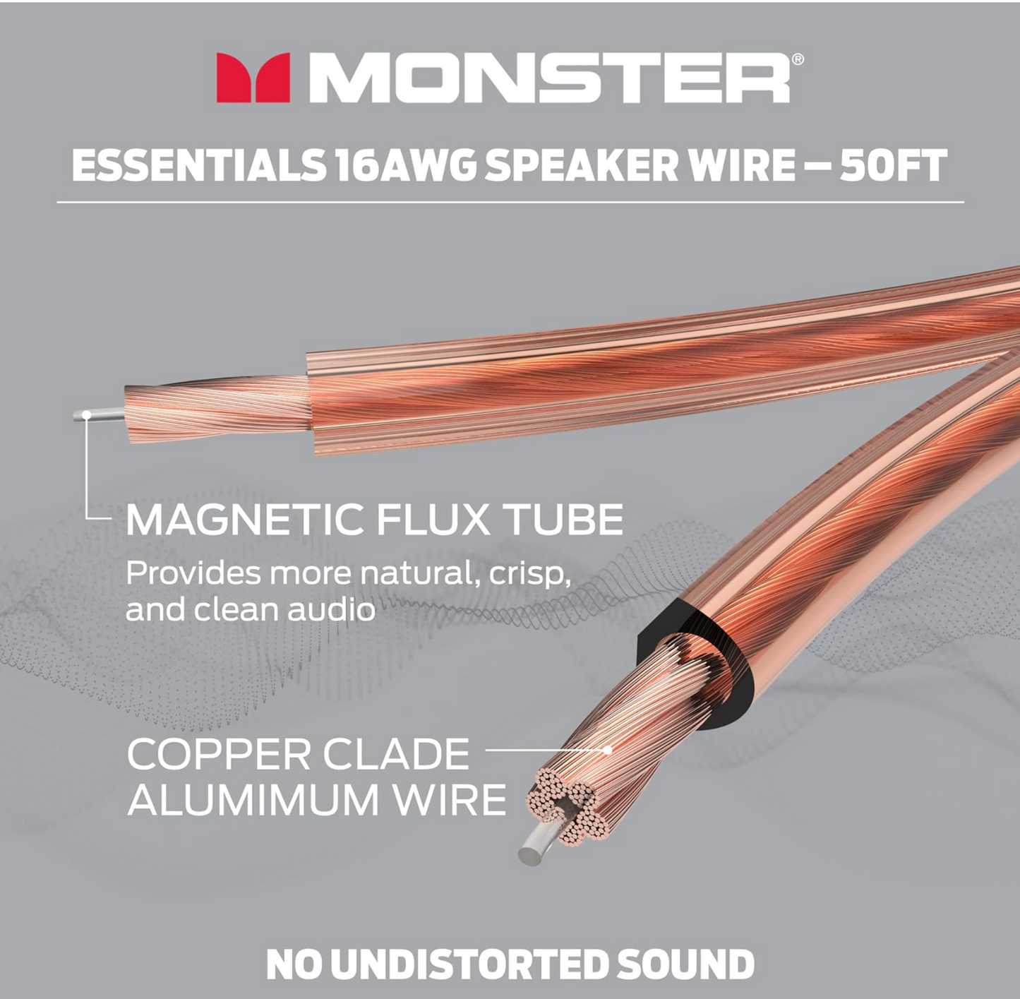 Monster 16 AWG Luidsprekerkabel Gevorderde Werkverrigting Luidsprekerkabel 50 VT Rol, Oudioluidsprekerkabel met Polariteitsmerke, vir Tuisbioskoop, Motoroudio, en Buite Luidsprekerbedrading - Maklik om te Strip en te Installeer Luidsprekerkabels