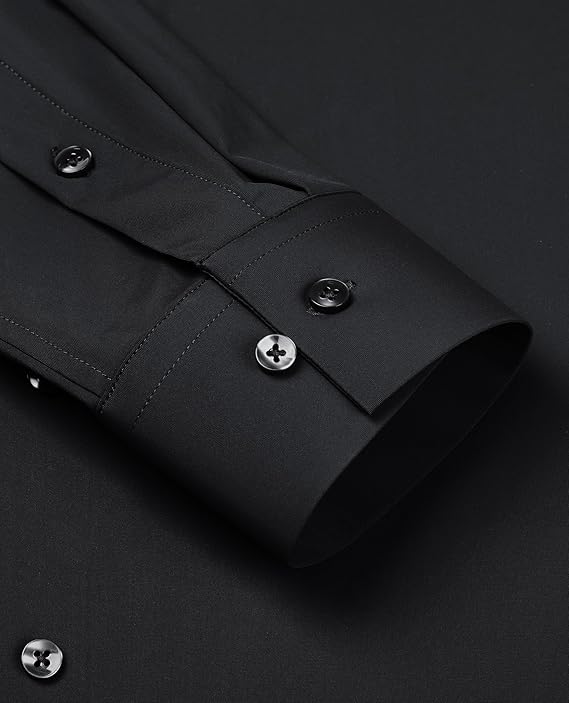 Mans Langmou Slim Fit, Spiervas, Kreukelvry, Knoop-af Rekbaar