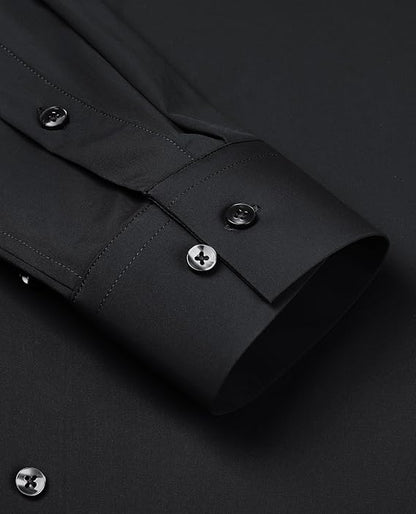 Mans Langmou Slim Fit, Spiervas, Kreukelvry, Knoop-af Rekbaar