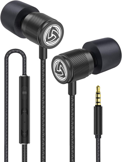 Ultra Wired Earbuds in-Ear Headphones, Earphones with Microphone, Noise Isolating Ear Buds, Memory Foam for iPhone, Samsung, School Students, Kids, Women, Small Ears