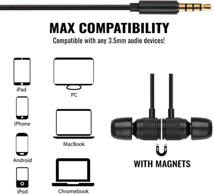 Ultra Wired Earbuds in-Ear Headphones, Earphones with Microphone, Noise Isolating Ear Buds, Memory Foam for iPhone, Samsung, School Students, Kids, Women, Small Ears