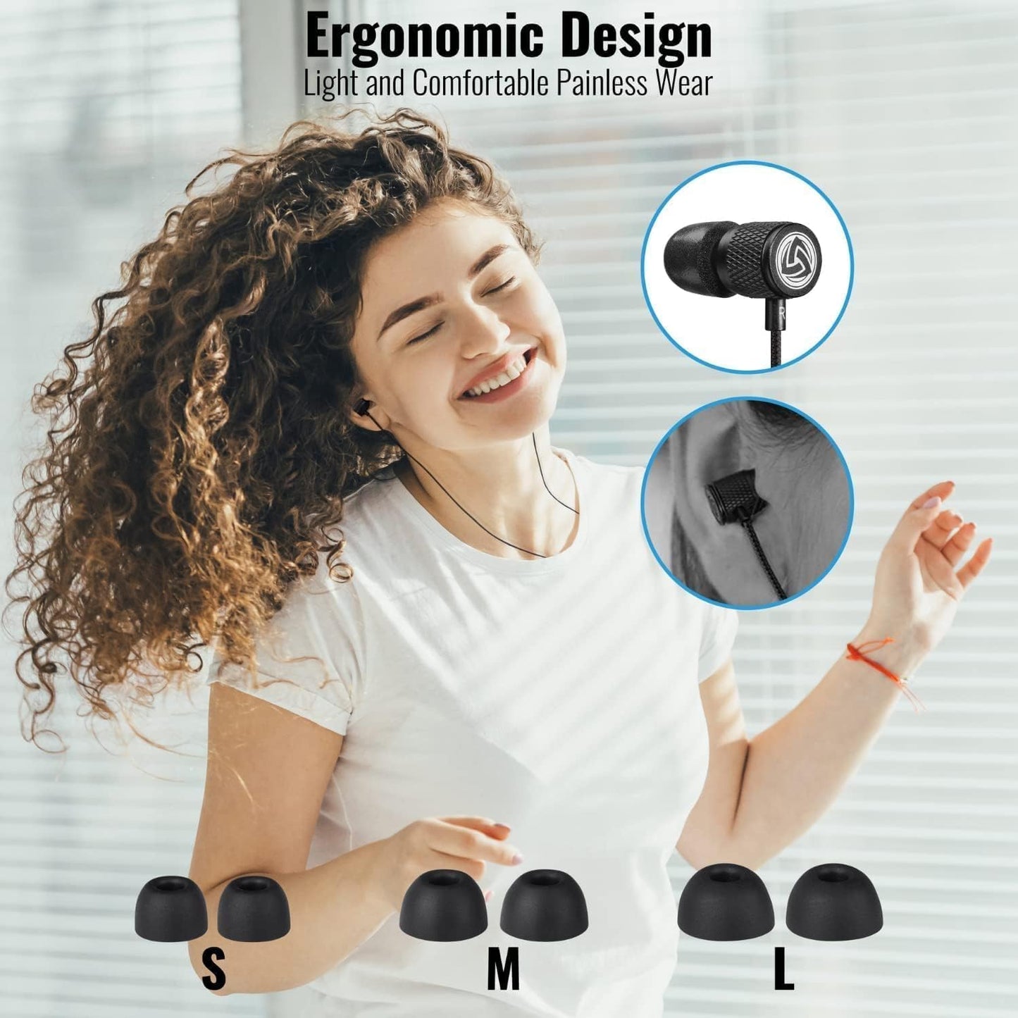 Ultra Wired Earbuds in-Ear Headphones, Earphones with Microphone, Noise Isolating Ear Buds, Memory Foam for iPhone, Samsung, School Students, Kids, Women, Small Ears
