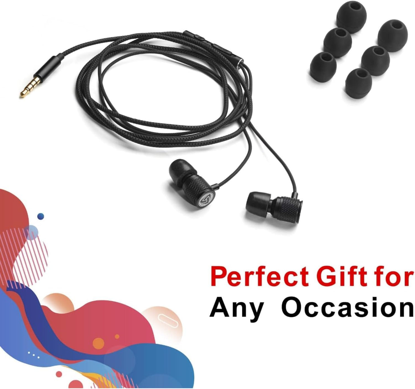 Ultra Wired Earbuds in-Ear Headphones, Earphones with Microphone, Noise Isolating Ear Buds, Memory Foam for iPhone, Samsung, School Students, Kids, Women, Small Ears