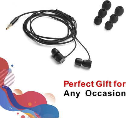 Ultra Wired Earbuds in-Ear Headphones, Earphones with Microphone, Noise Isolating Ear Buds, Memory Foam for iPhone, Samsung, School Students, Kids, Women, Small Ears