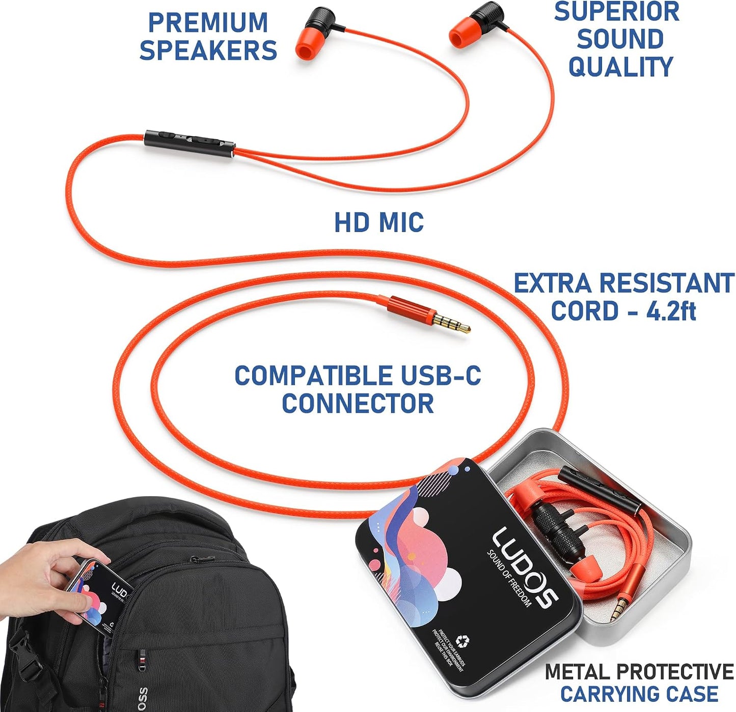 Ultra Wired Earbuds in-Ear Headphones, Earphones with Microphone, Noise Isolating Ear Buds, Memory Foam for iPhone, Samsung, School Students, Kids, Women, Small Ears