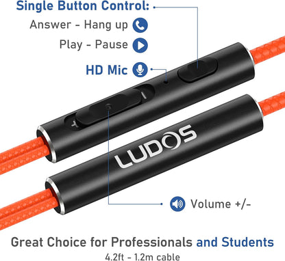 Ultra Wired Earbuds in-Ear Headphones, Earphones with Microphone, Noise Isolating Ear Buds, Memory Foam for iPhone, Samsung, School Students, Kids, Women, Small Ears