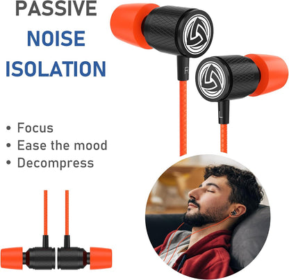 Ultra Wired Earbuds in-Ear Headphones, Earphones with Microphone, Noise Isolating Ear Buds, Memory Foam for iPhone, Samsung, School Students, Kids, Women, Small Ears