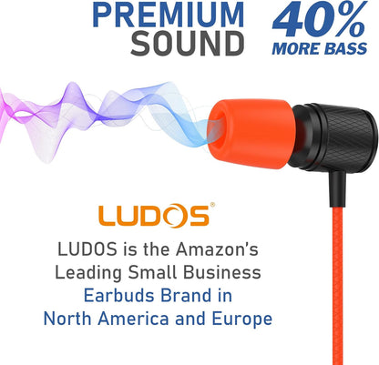 Ultra Wired Earbuds in-Ear Headphones, Earphones with Microphone, Noise Isolating Ear Buds, Memory Foam for iPhone, Samsung, School Students, Kids, Women, Small Ears