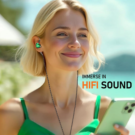 USB-C HiFi Wired Earbuds, Type-C Headphones with Mic Clear Sound, Deep Bass, Noise-Isolating Ear Buds, Silver-Plated Cord, USBC IEM Earphone for iPhone 15/16/17, Galaxy, Pixel