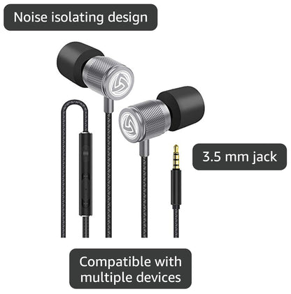 Ultra Wired Earbuds in-Ear Headphones, Earphones with Microphone, Noise Isolating Ear Buds, Memory Foam for iPhone, Samsung, School Students, Kids, Women, Small Ears