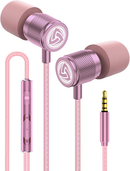 Ultra Wired Earbuds in-Ear Headphones, Earphones with Microphone, Noise Isolating Ear Buds, Memory Foam for iPhone, Samsung, School Students, Kids, Women, Small Ears