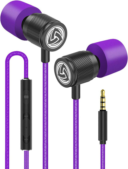 Ultra Wired Earbuds in-Ear Headphones, Earphones with Microphone, Noise Isolating Ear Buds, Memory Foam for iPhone, Samsung, School Students, Kids, Women, Small Ears