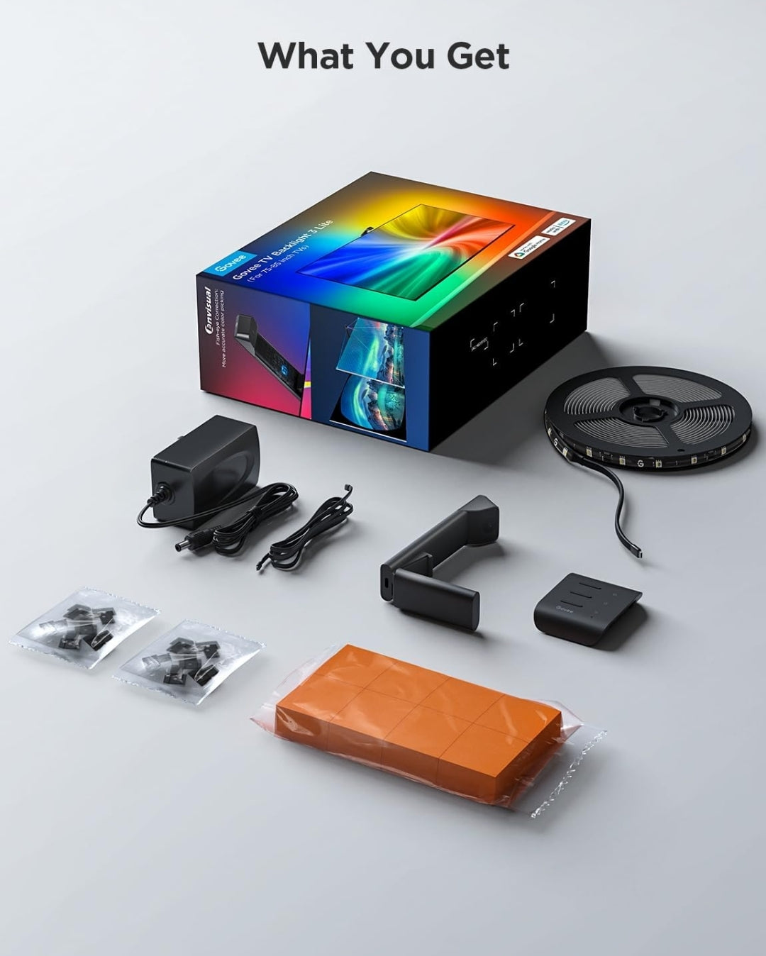 TV Backlight 3 Lite with Fish-Eye Correction Function Sync to 75-85 Inch TVs, 16.4ft RGB Wi-Fi LED Strip Lights w/ Camera, 4 Colors in 1 Lamp Bead, Voice and APP Control
