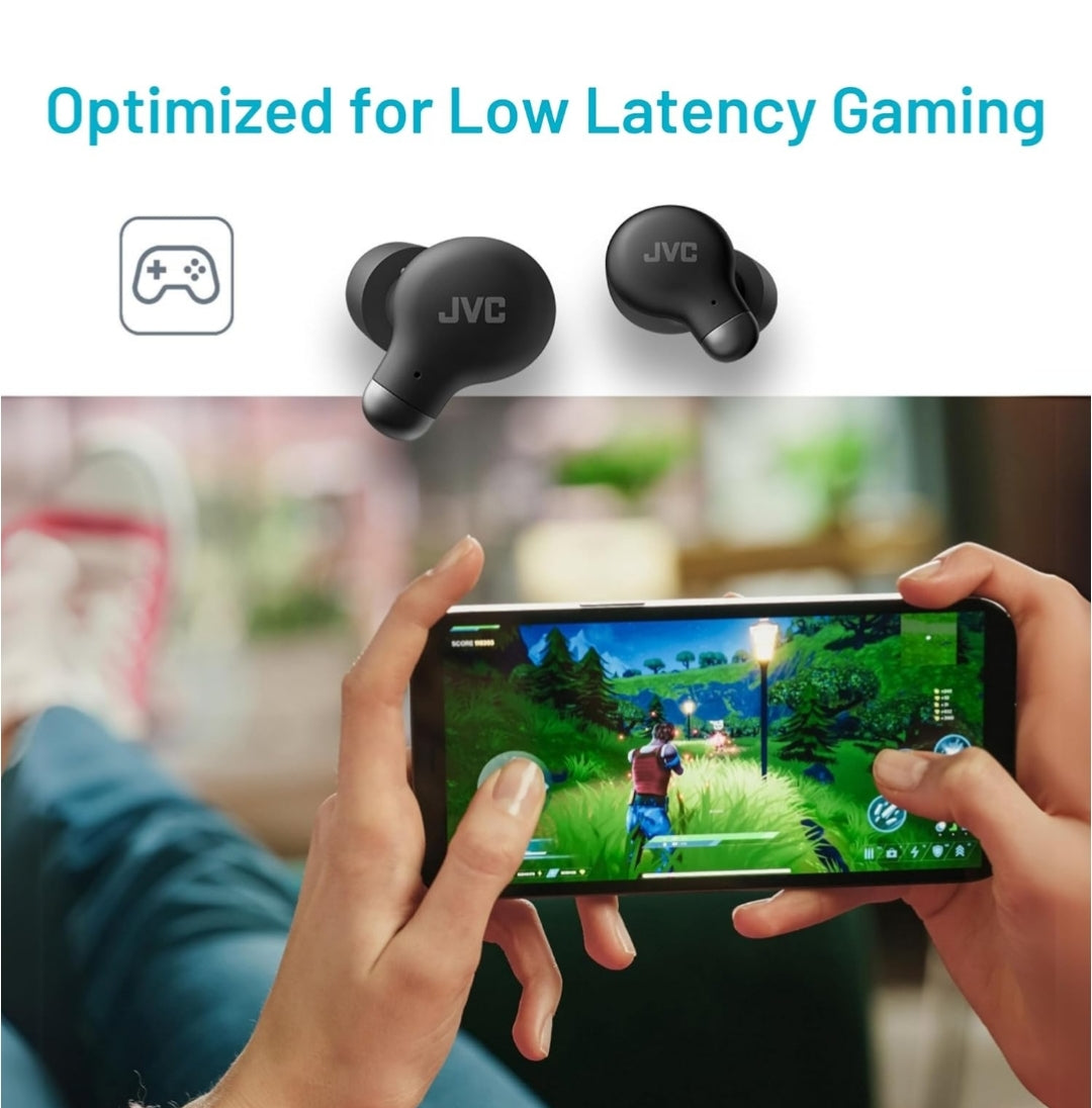 JVC Aktiewe Geraasdempende Ware Draadlose Oorfone - Bluetooth 5.3 met ANC - Gemaklike Pasvorm met S/M/L Silikoon- & Geheueskuim-oordopjes - IPX4 Waterbestand - 28 Uur Speeltyd - Kompakte Laaikassie