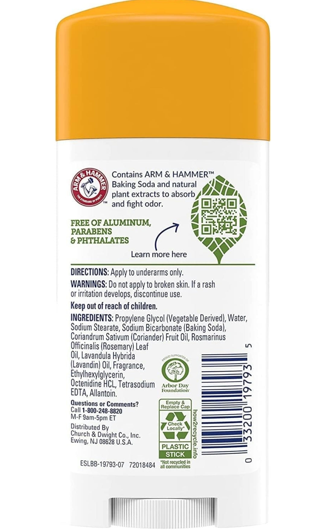 ARM & HAMMER Essentials Deodorant Fresh Rosemary Lavender - 2.50 oz (Pack of 3)