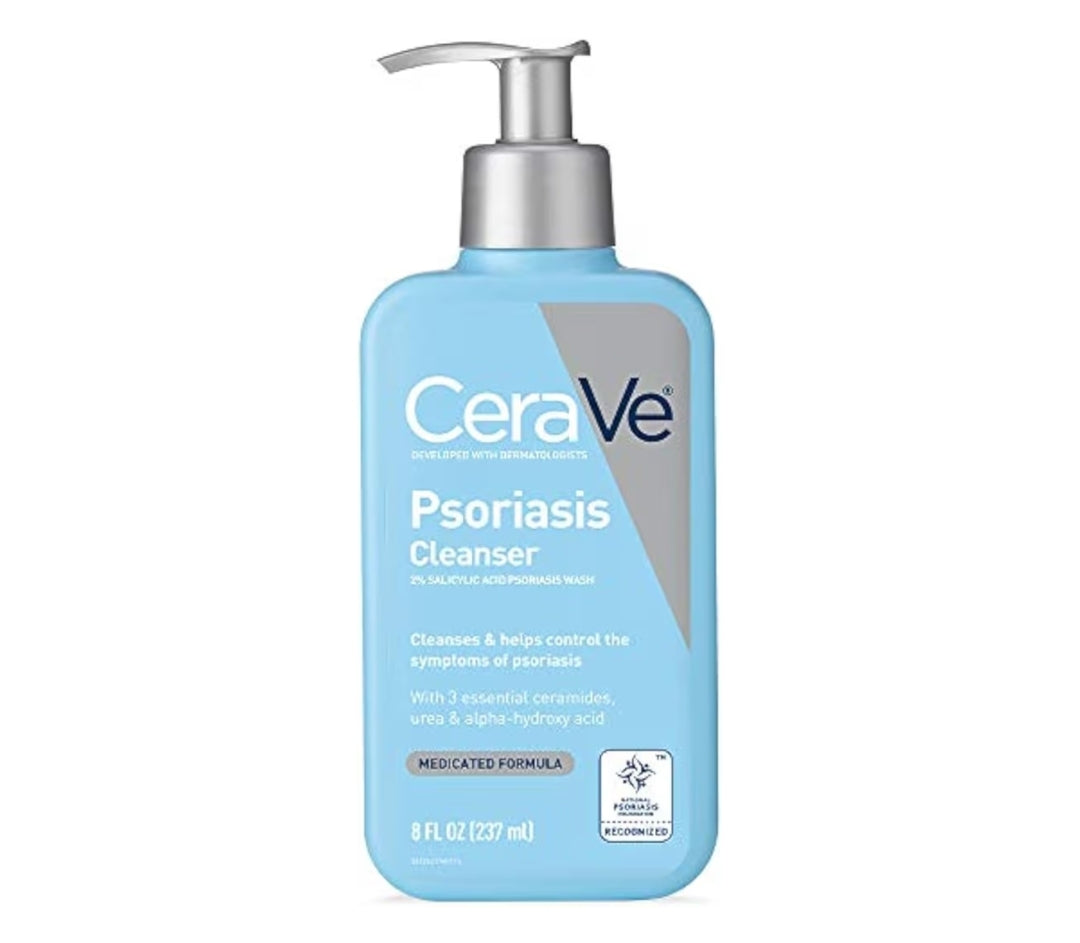 CeraVe Reiniger vir Psoriase Behandeling met Salisielsuur vir Droë Vel Jeukverligting & Melksuur vir Afskilfering, sonder Geur (236 ml)