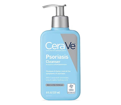 CeraVe Reiniger vir Psoriase Behandeling met Salisielsuur vir Droë Vel Jeukverligting & Melksuur vir Afskilfering, sonder Geur (236 ml)