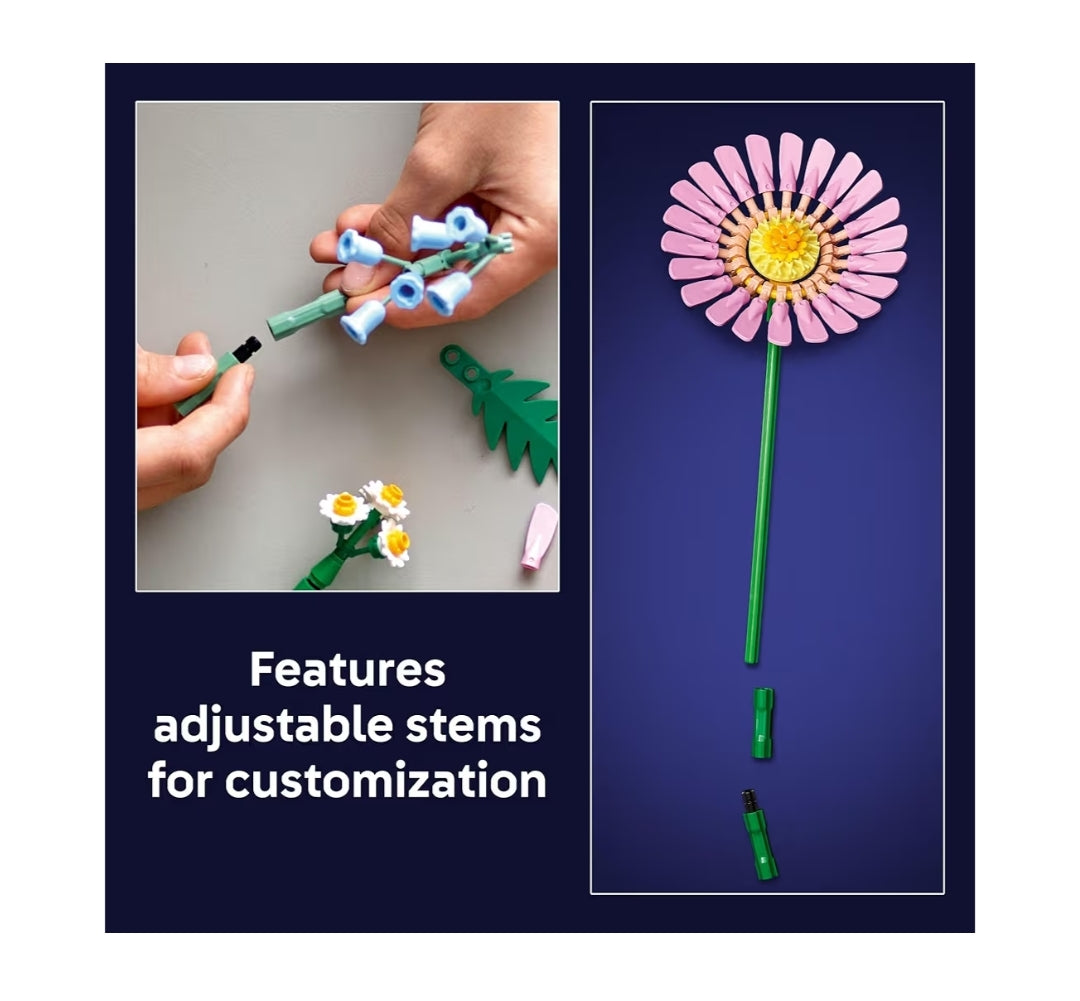 LEGO Botanicals Klein Sonniger Ruiker Blomstel DIY Blommerangskikking - Valse Blouklokkies, Tulp, Madeliefie, en Meer