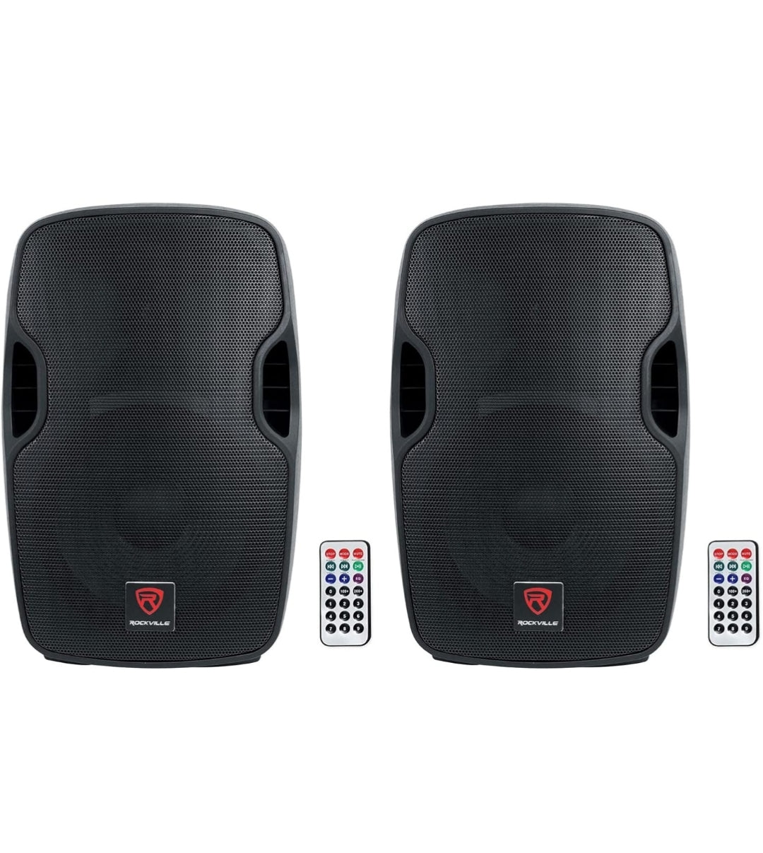Rockville (2) BPA12 12" Professional Powered 600 Watt DJ PA Speakers w Bluetooth