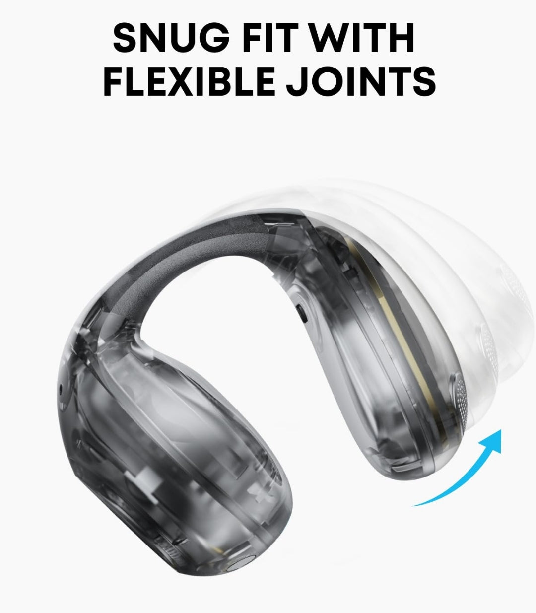 Soundcore C40i by Anker, Open-Ear Earbuds, Clip-On Headphones, Flexible Joint Design, Button Controls, Lightweight Comfort, Stable Fit with Attachable Ear Grips, Expansive Drivers for Clear Sound