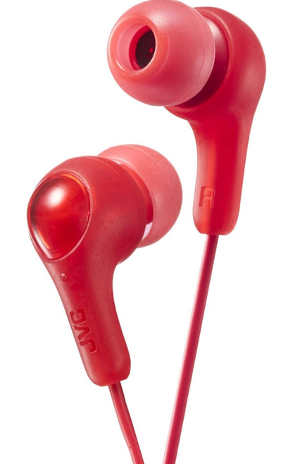 JVC Gumy in-oor-oordopjes, Kragtige klank, Gemaklike en veilige pasvorm, Silikoon oordopjes S/M/L - HAFX7R Rooi