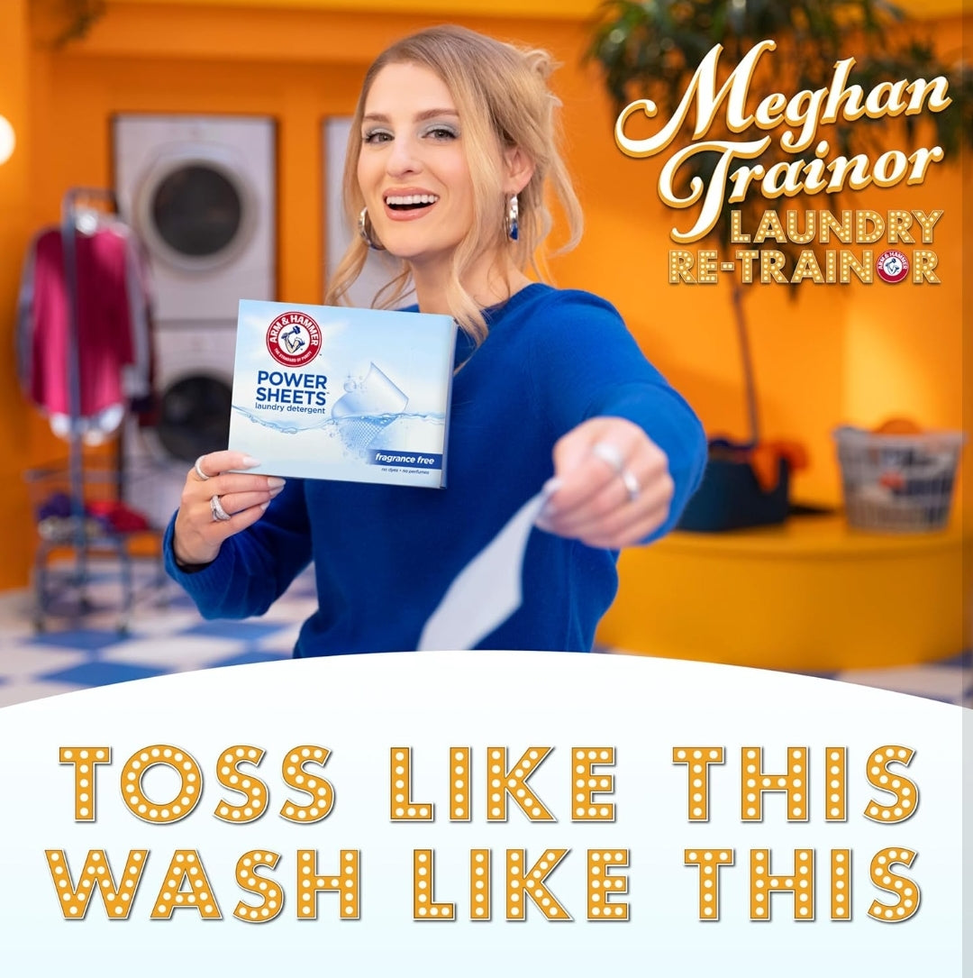 ARM & HAMMER Power Sheets Laundry Detergent, Fragrance Free, No Dyes or Perfumes - 60CT