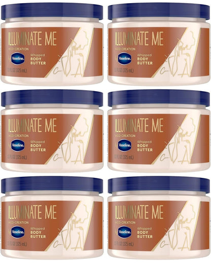 Vaseline Lotion - Illuminate Me Body Butter, Whipped Shea Butter Co-Created with Black Women for Luminous, Glowing Skin, Moisturizing Lotion for Extremely Dry Skin, Scented, 11 Oz Ea (Pack of 6)