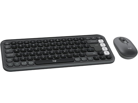 Logitech POP ICON Combo, Bluetooth Sleutelbord en Muis Kombinasie, Gemaklike Tik, programmeerbare Sleutels en Knoppies, Stil klikke, Maklike Wissel tot 3 Toestelle - Grafiet en Spierwit