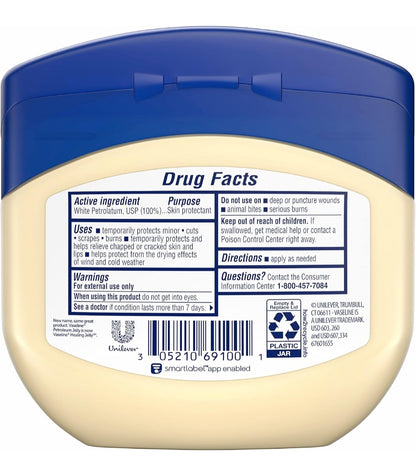 Vaseline Petroleum Jelly Original Provides Dry Skin Relief And Protects Minor Cuts Dermatologist Recommended And Locks In Moisture, 13 Ounce (Pack of 3)
