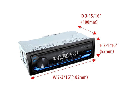 JVC KD-SX27BT Motorstereo met Bluetooth, 100W Digitale Media-ontvanger, 1.5A USB om Toestelle te Laai, Enkel DIN Hoofeenheid, AM/FM, Aux-in, JVC Afstandsbeheer Toepassing