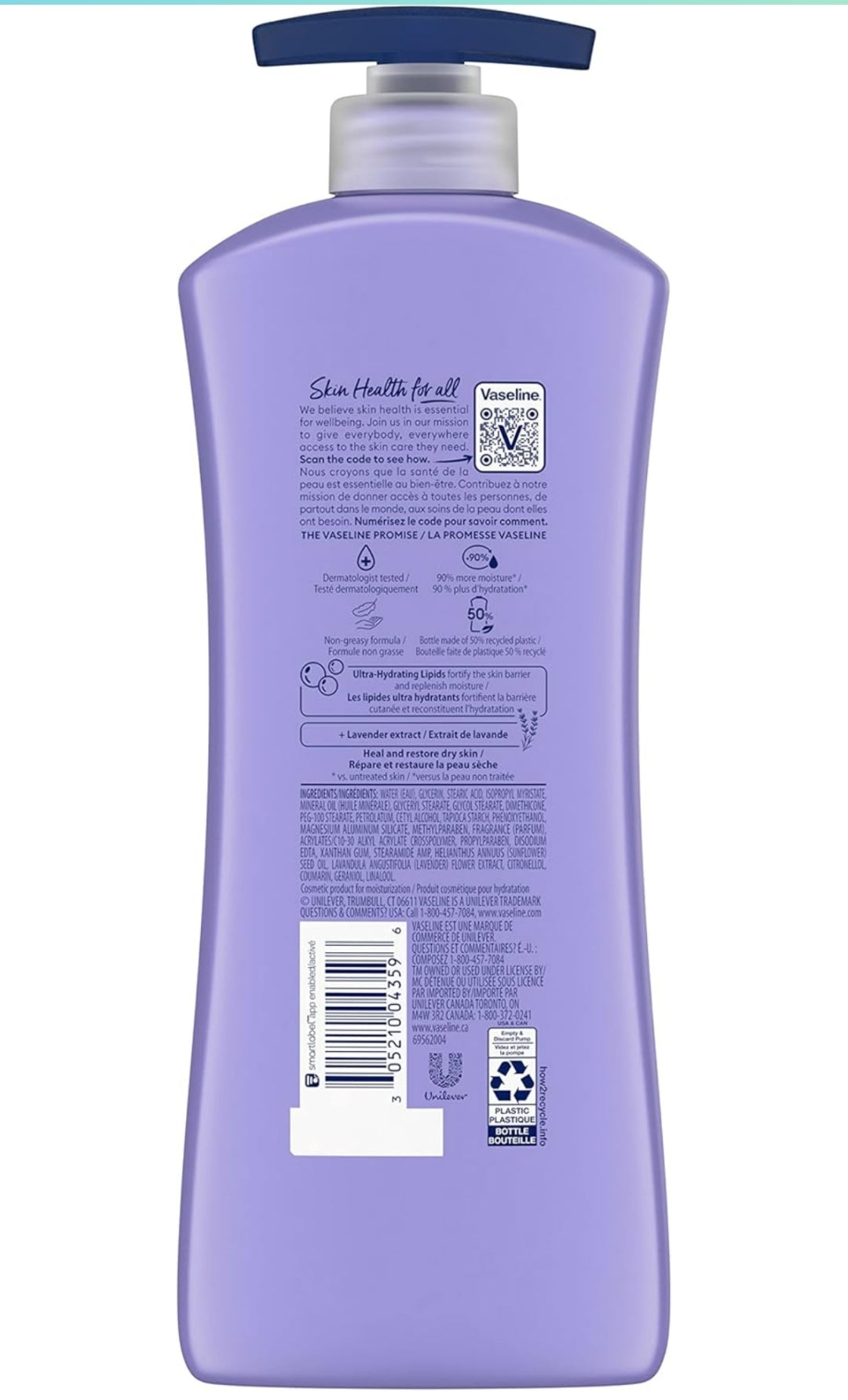 Vaseline Intensive Care Calm Healing Body Lotion 4 Count for Dry Skin Lotion Made with Ultra-Hydrating Lipids and Lavender Extract to Heal and Restore Dry Skin 20.3 Oz