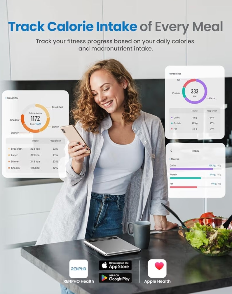 Bundle Smart Body Measuring Tape + Digital Food Scale with Nutritional Calculator, Smart Food Kitchen Scale