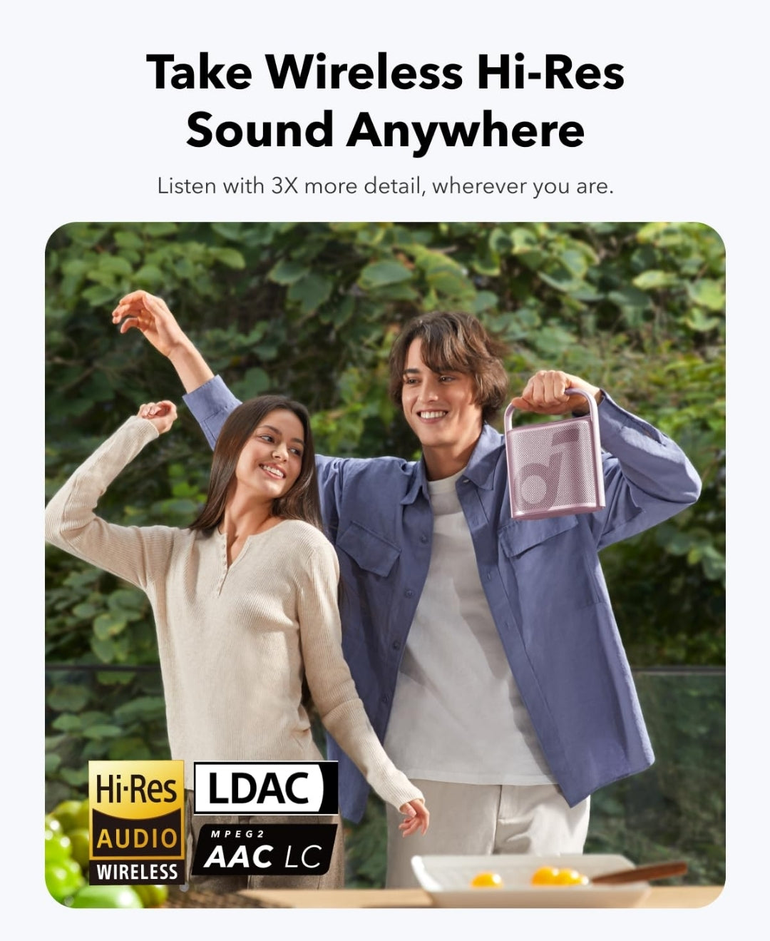 Soundcore Motion X500 Bluetooth Speaker with Spatial Audio, Hi-Res Sound, 3-Channel Audio, Upward Firing Driver, Ambient Light