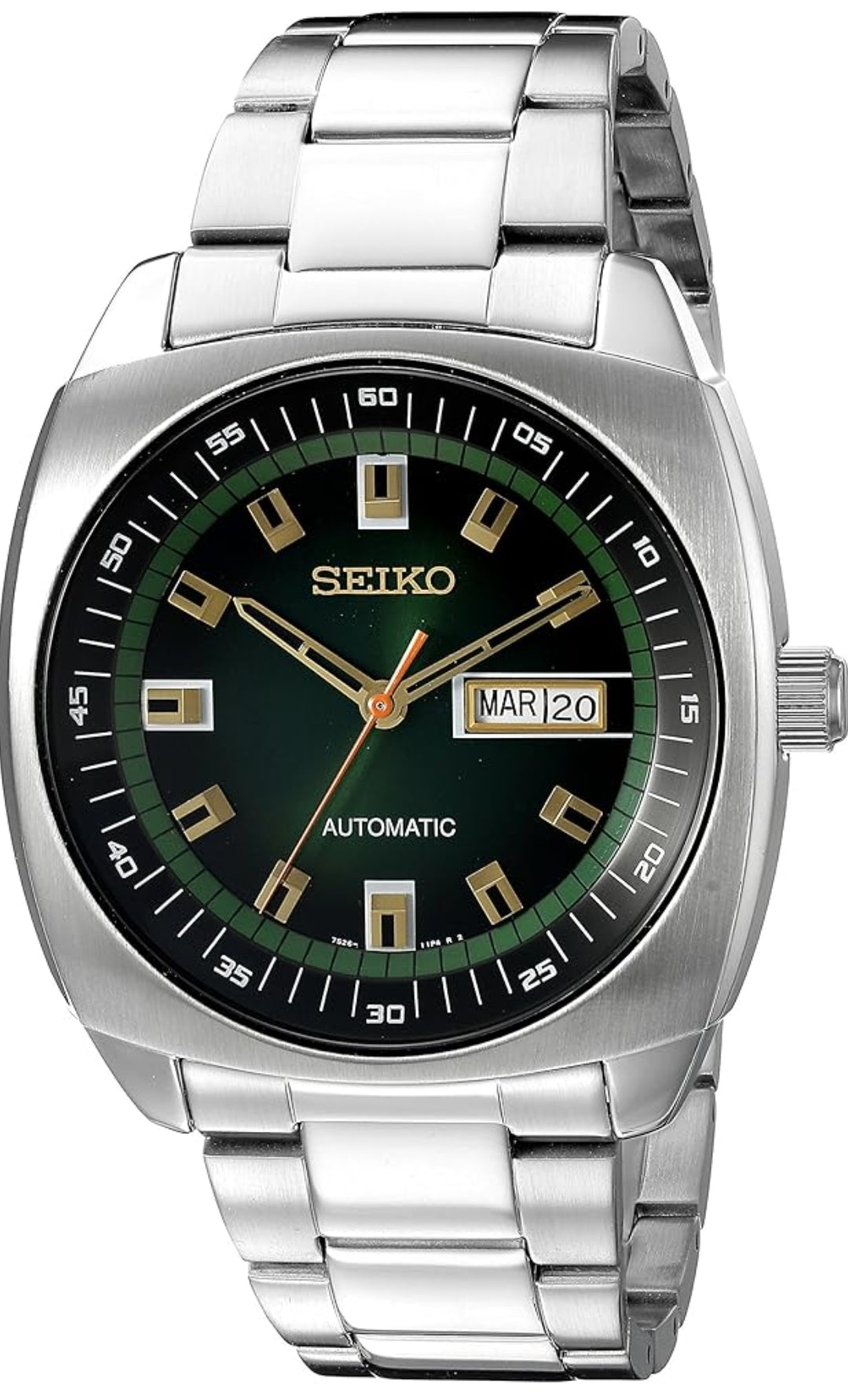 SEIKO Outomatiese Horlosie Recraft-reeks, Vlekvrye Staal, Dag-/Datumkalender, 50m Waterbestand, en 41 Uur Kragreserwe - Groen