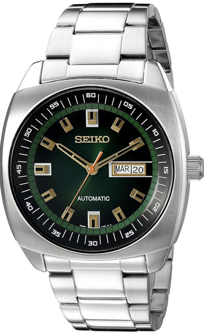 SEIKO Outomatiese Horlosie Recraft-reeks, Vlekvrye Staal, Dag-/Datumkalender, 50m Waterbestand, en 41 Uur Kragreserwe - Groen