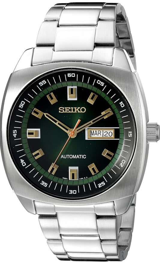 SEIKO Outomatiese Horlosie Recraft-reeks, Vlekvrye Staal, Dag-/Datumkalender, 50m Waterbestand, en 41 Uur Kragreserwe - Groen