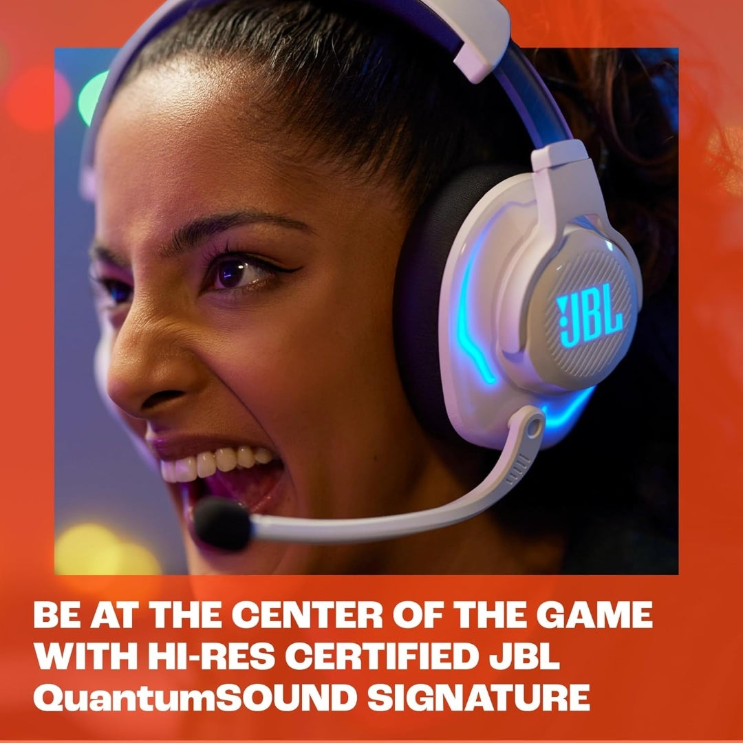 JBL Quantum 910P - Wireless Consol Over-Ear Gaming Headset with Head Tracking-Enhance - (White)