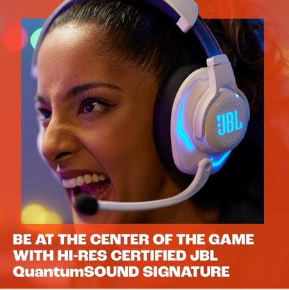 JBL Quantum 910P - Koordlose Konsol-Oorkop-Speletjiehooftelefoon met Kopsporing-Verbetering - (Wit)