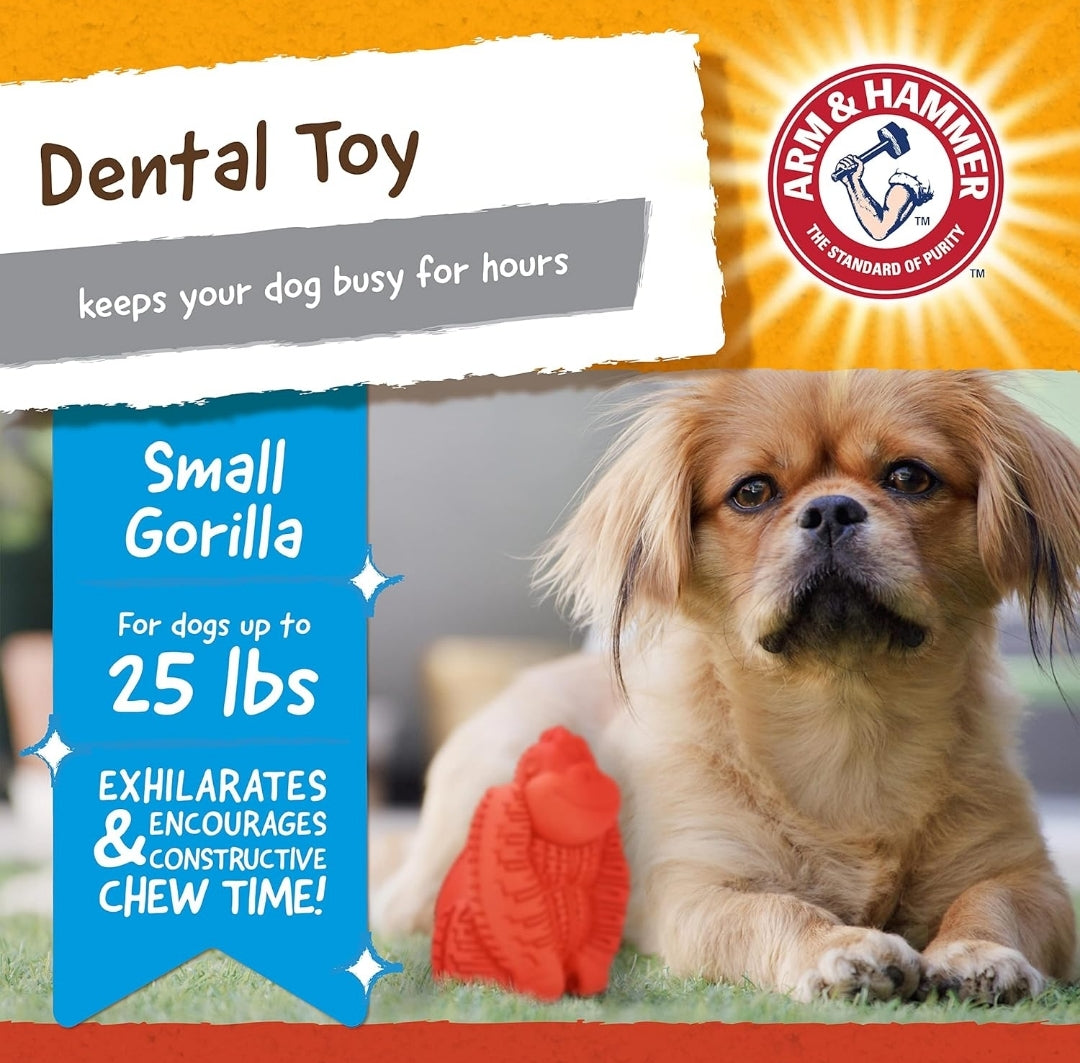 Arm & Hammer for Pets Super Treadz Mini Gorilla Dental Chew Toy for Dogs Dog Dental Chew Toys Reduce Plaque & Tartar Buildup Without Brushing for Dogs up to 25 Lbs (Pack of 24)