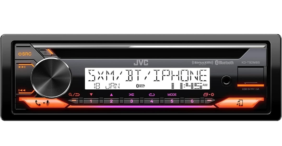 JVC KD-T92MBS Mariene Graad Kar Stereo met Bluetooth, Voorkant USB, AUX, Amazon Alexa, SiriusXM Radio Gereed, Hoëkrag Versterker, Hoë Kontras Skerm