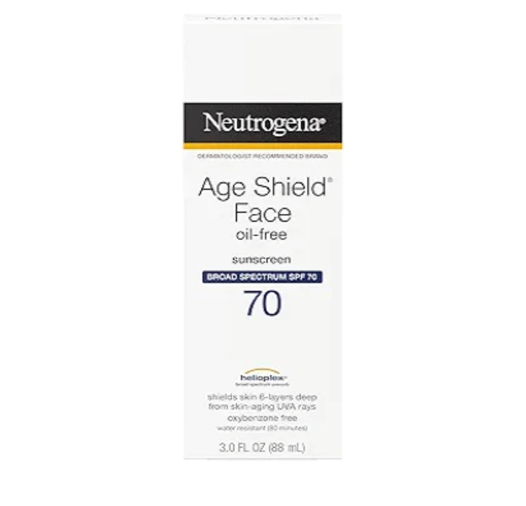 Neutrogena Age Shield Face Olievrye Sonskermroom met Breëspektrum SPF 70, Nie-Komedogenies Bevogtigend 3 fl. oz (Pak van 3)