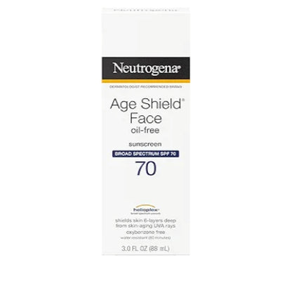 Neutrogena Age Shield Face Olievrye Sonskermroom met Breëspektrum SPF 70, Nie-Komedogenies Bevogtigend 3 fl. oz (Pak van 3)