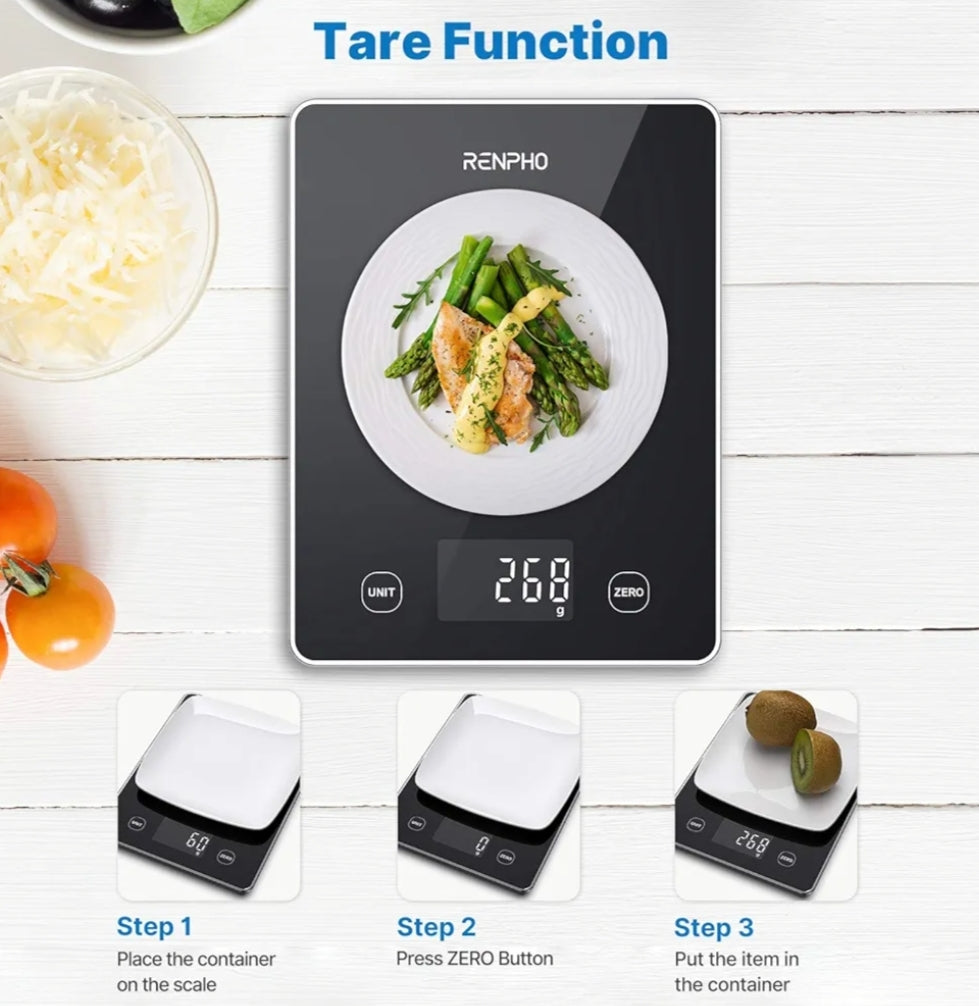 Food Scale, Smart Scale, Body Fat Scale with TFT LCD, Scale for Body Weight with 18 Metrics